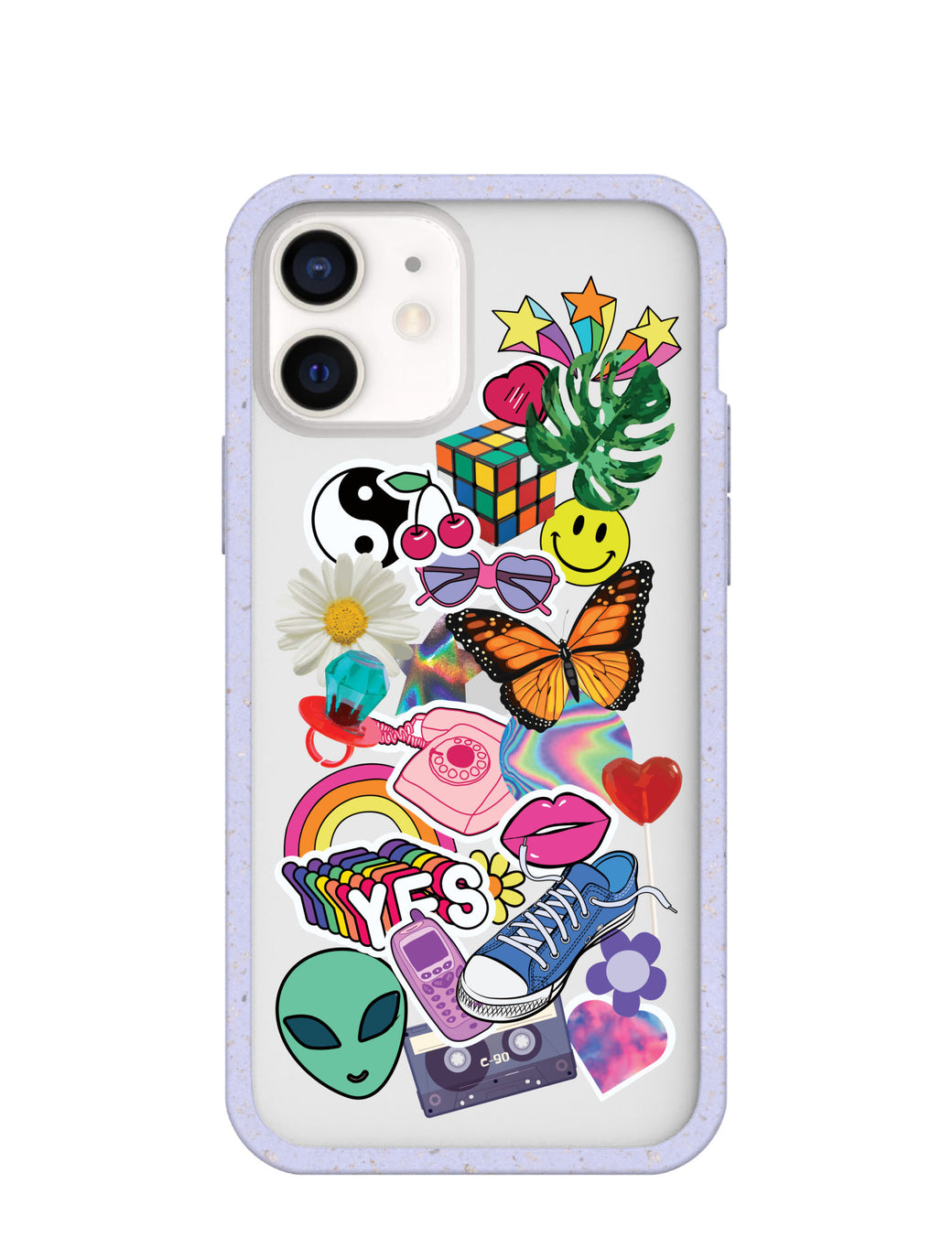 Clear 90s Baby iPhone 12/ iPhone 12 Pro Case With Lavender Ridge