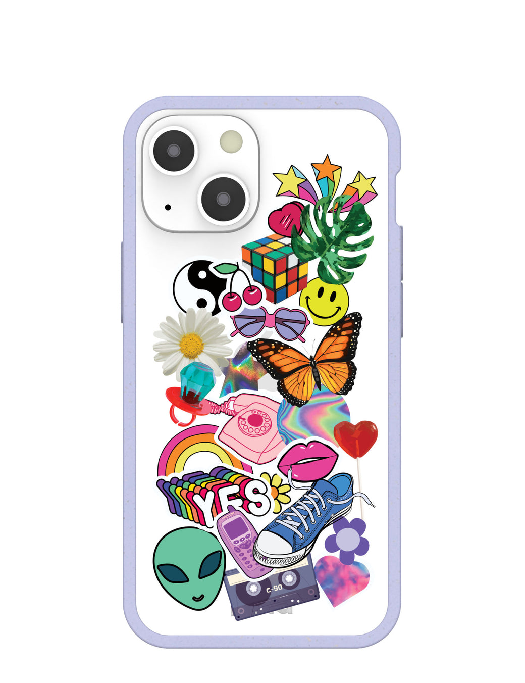 Clear 90s Baby iPhone 13 Mini Case With Lavender Ridge