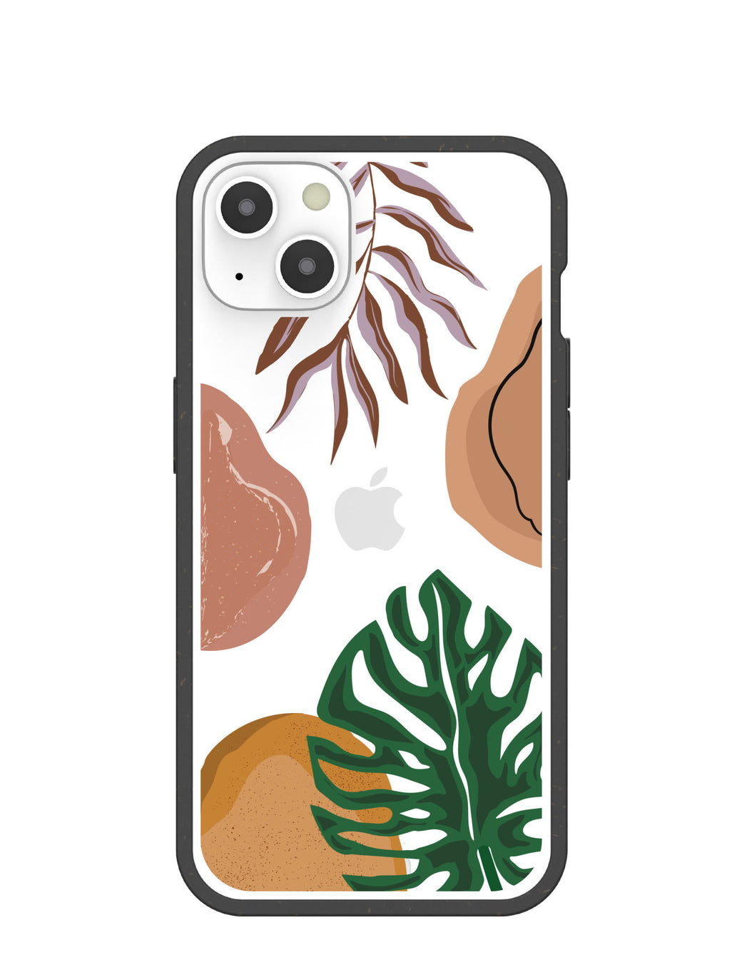 Clear Abstract Botanics iPhone 13 Case With Black Ridge