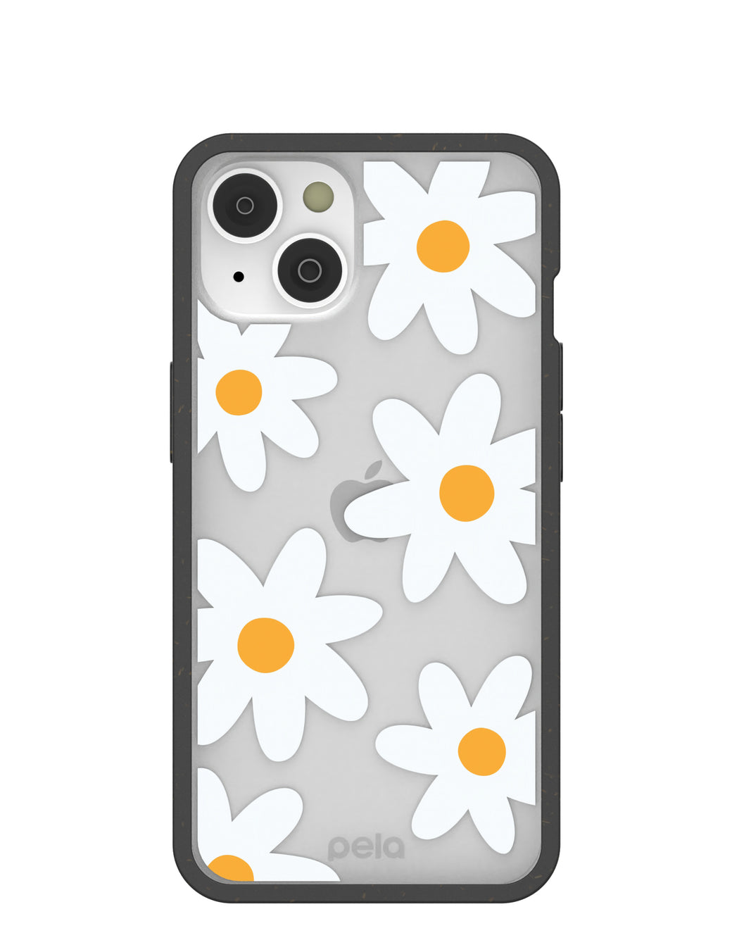 Clear Daisy iPhone 14 Case With Black Ridge