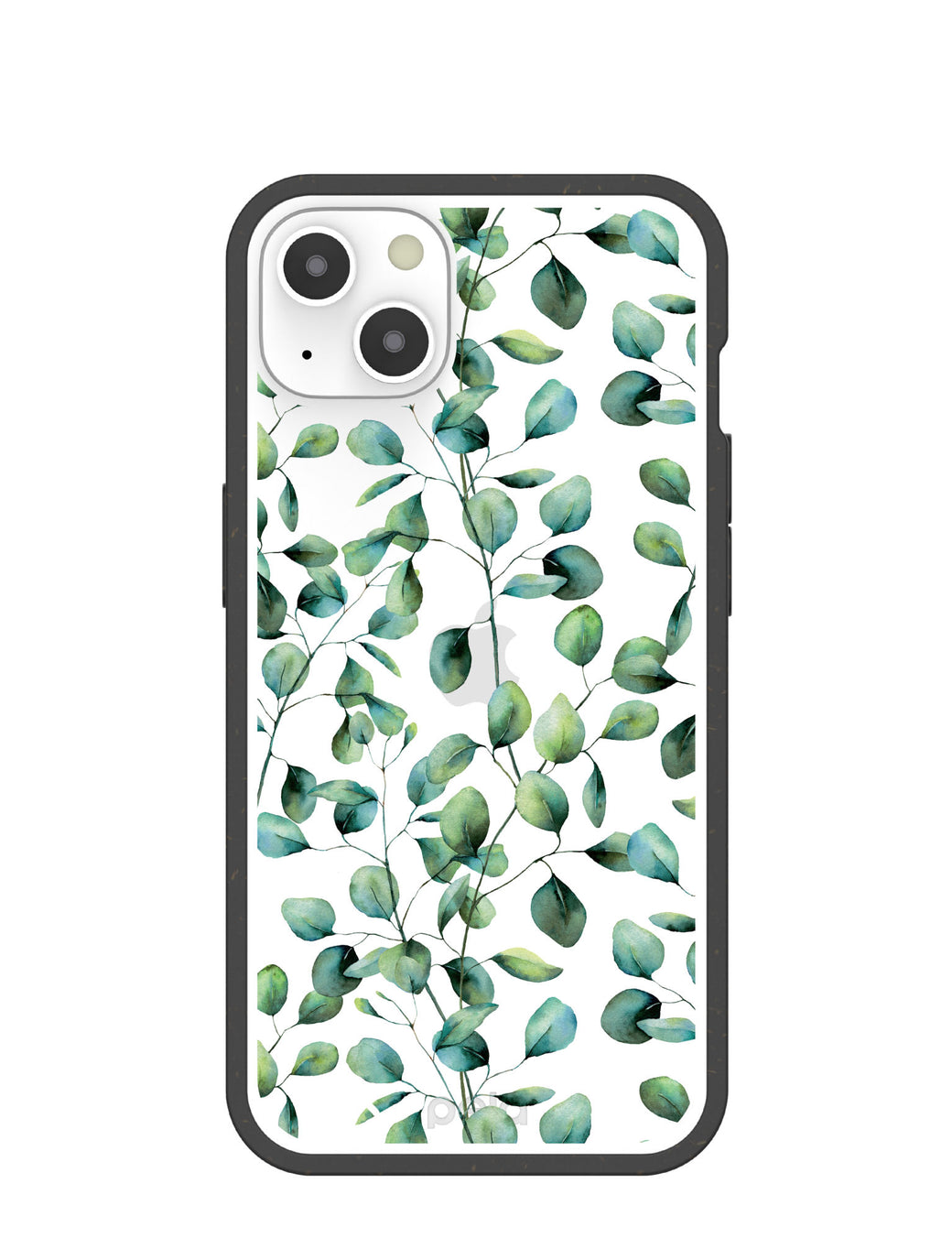 Clear Eucalyptus iPhone 13 Case With Black Ridge