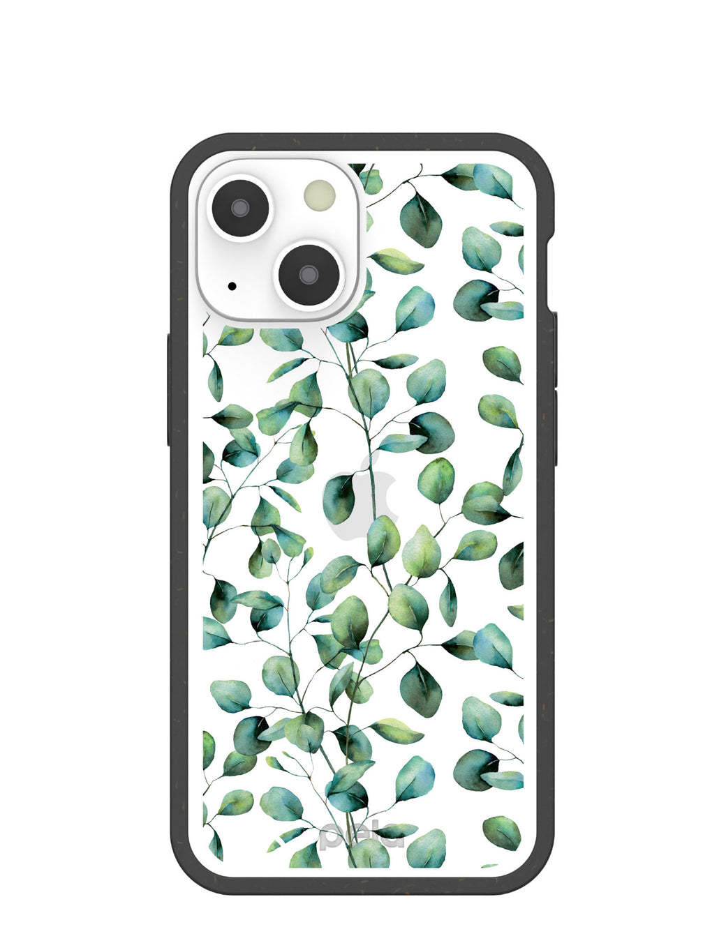 Clear Eucalyptus iPhone 13 Mini Case With Black Ridge