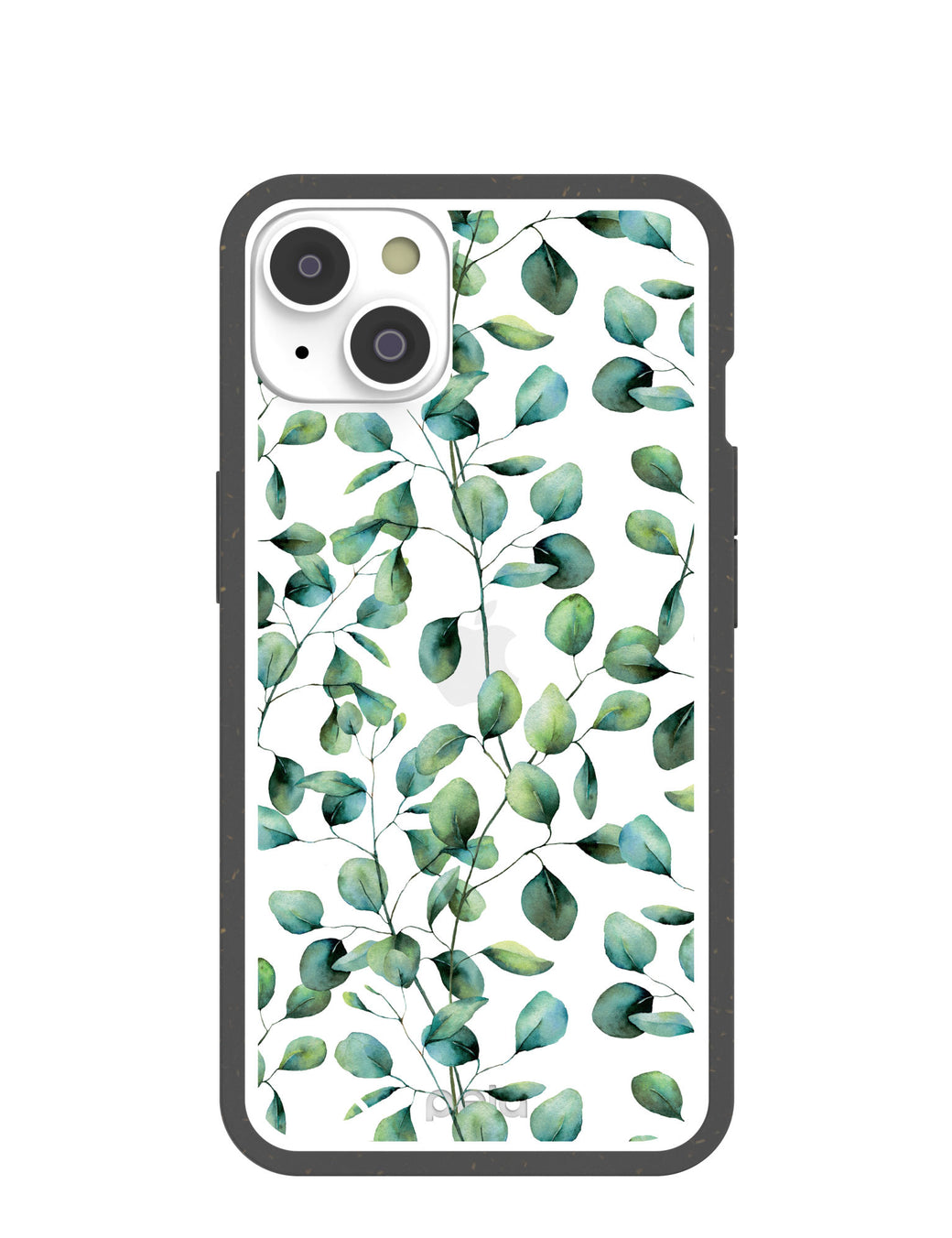 Clear Eucalyptus iPhone 14 Case With Black Ridge