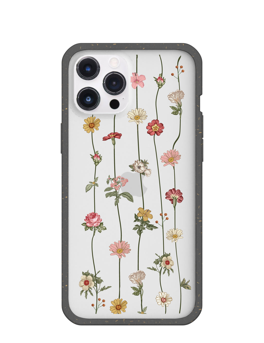 Clear Floral Vines iPhone 12 Pro Max Case With Black Ridge