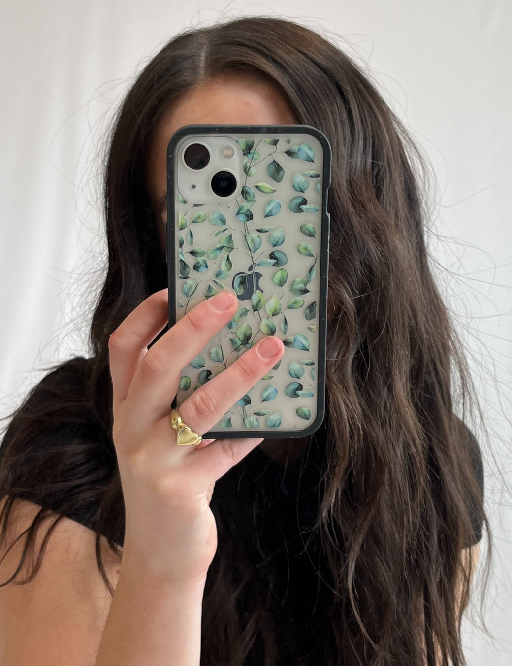Clear Eucalyptus iPhone 13 Case With Black Ridge