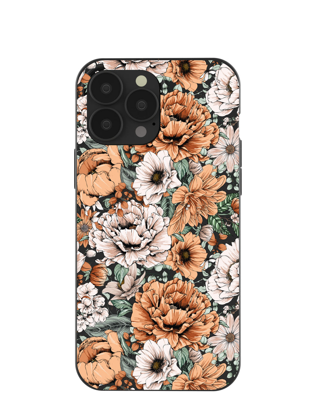 Black Peachy Peonies iPhone 13 Pro Max Case