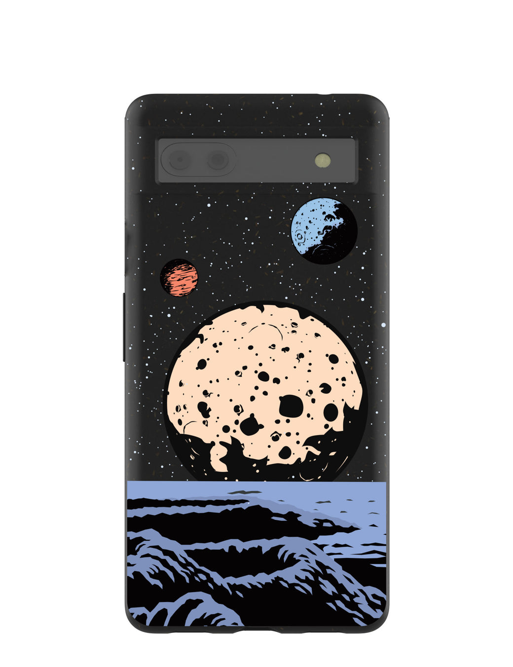 Black Retro Moon Google Pixel 6a Case