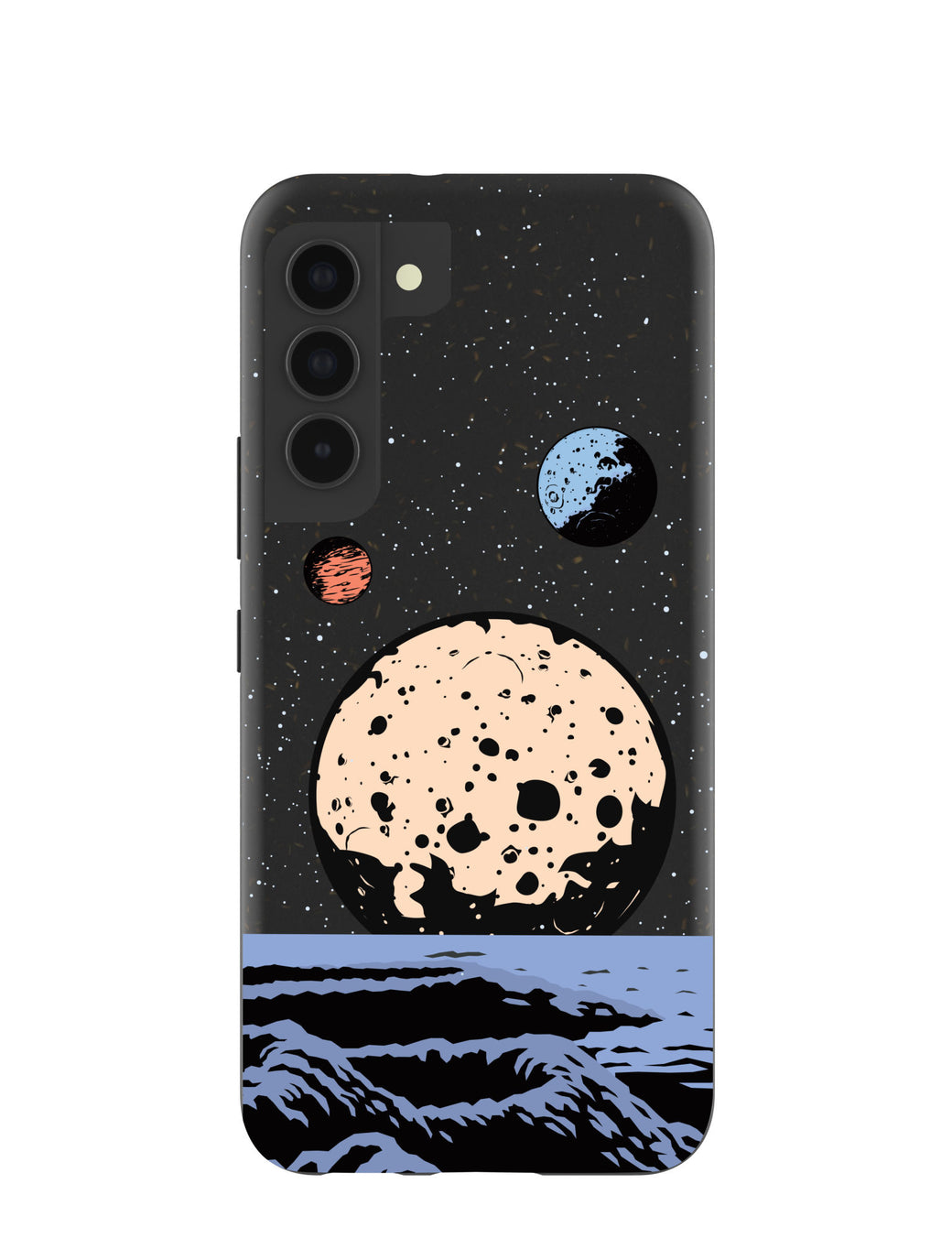 Black Retro Moon Samsung Galaxy S22 Case
