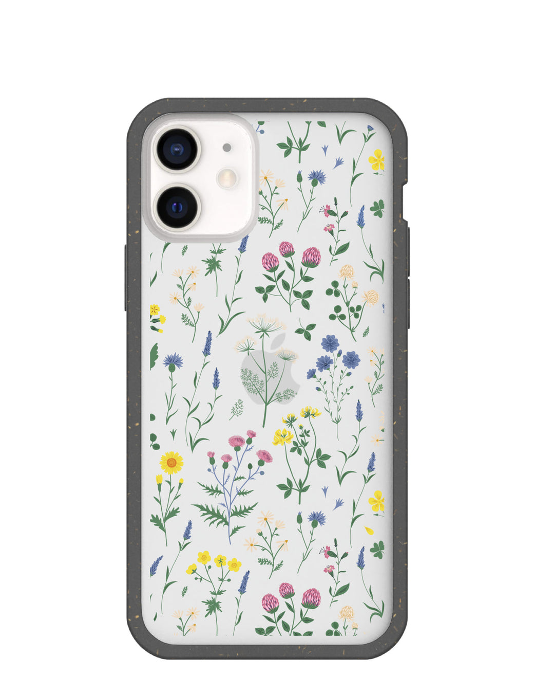 Clear Shadow Blooms iPhone 12 Mini Case With Black Ridge