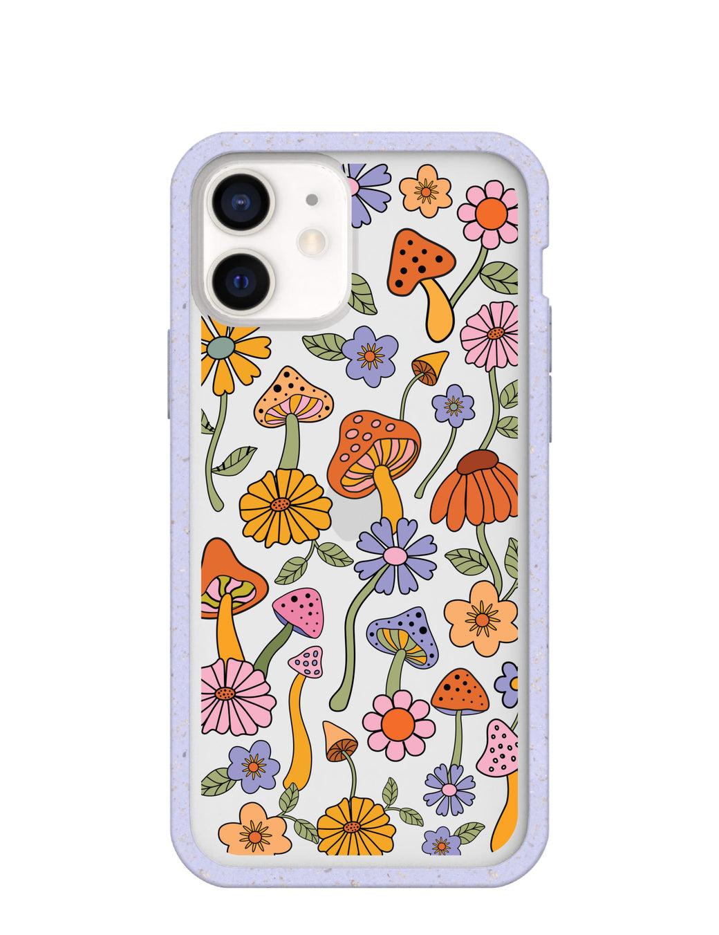 Clear Shrooms and Blooms iPhone 12/ iPhone 12 Pro Case With Lavender Ridge