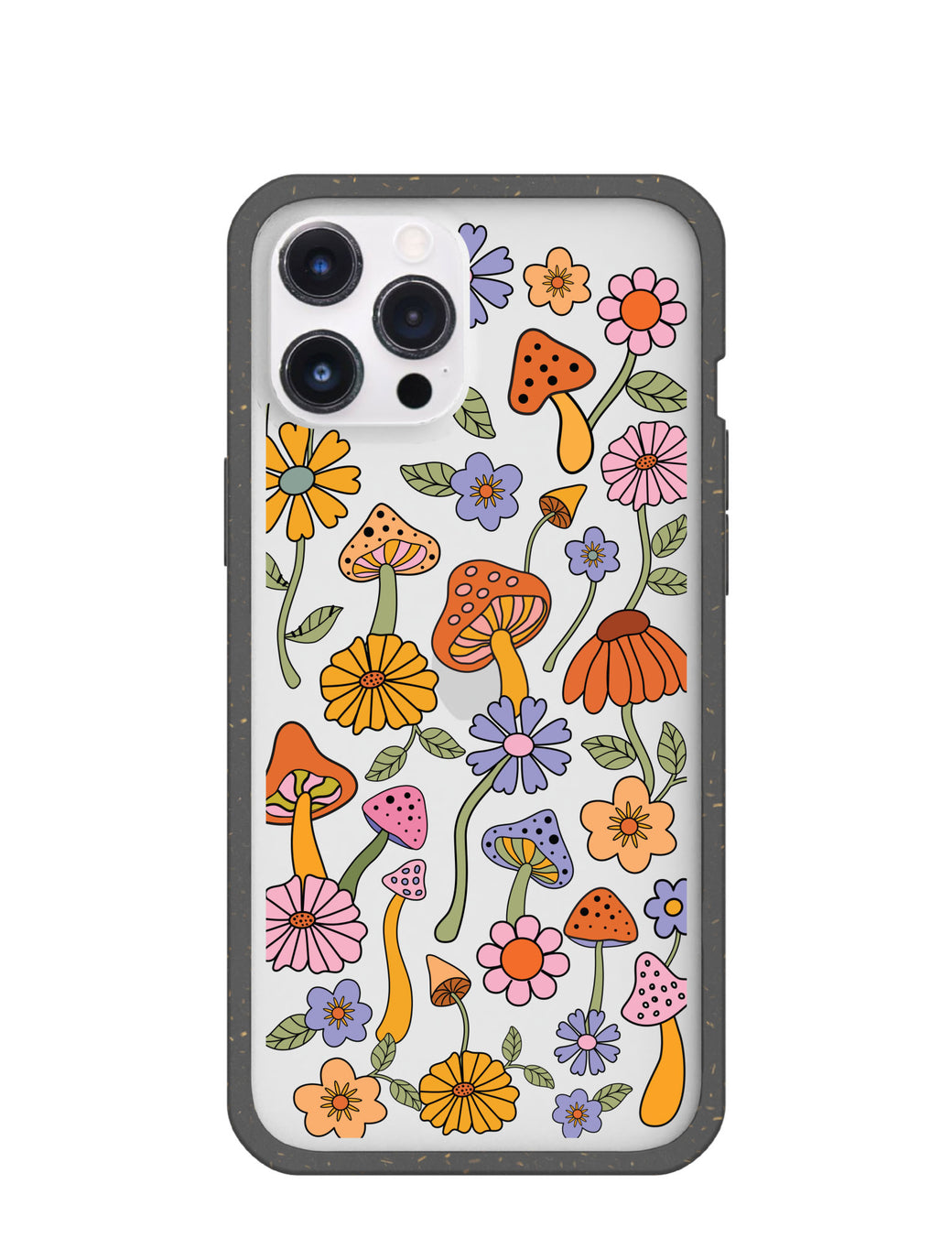 Clear Shrooms and Blooms iPhone 12 Pro Max Case With Black Ridge