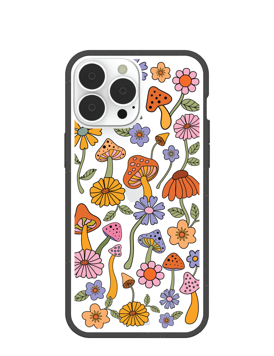 Clear Shrooms and Blooms iPhone 13 Pro Max Case With Black Ridge