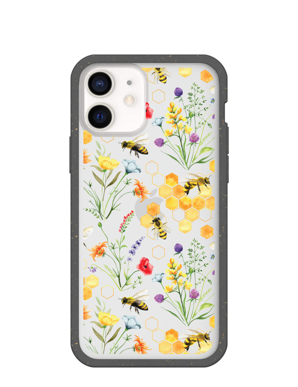 Clear Sweet Bees iPhone 12/ iPhone 12 Pro Case With Black Ridge