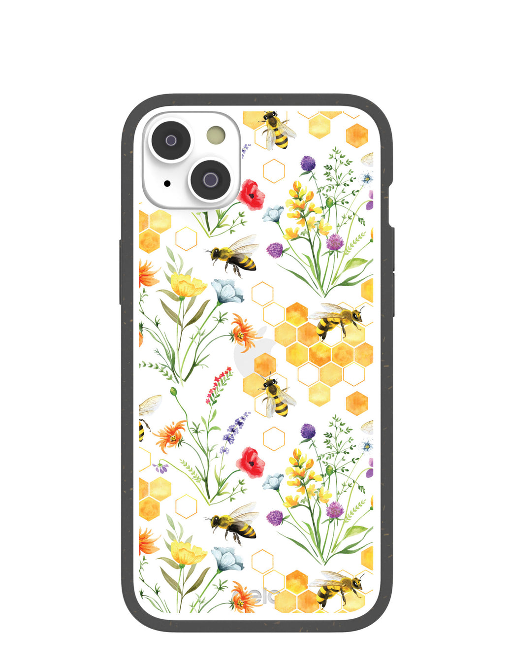 Clear Sweet Bees iPhone 14 Plus Case With Black Ridge