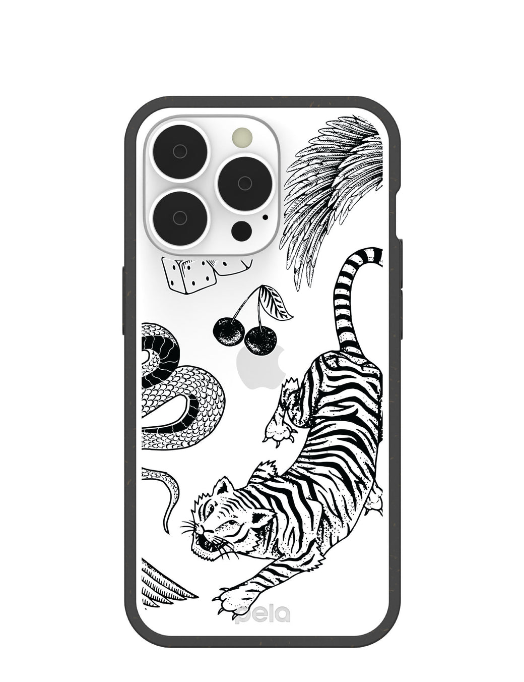 Clear Tiger Luck iPhone 13 Pro Case With Black Ridge