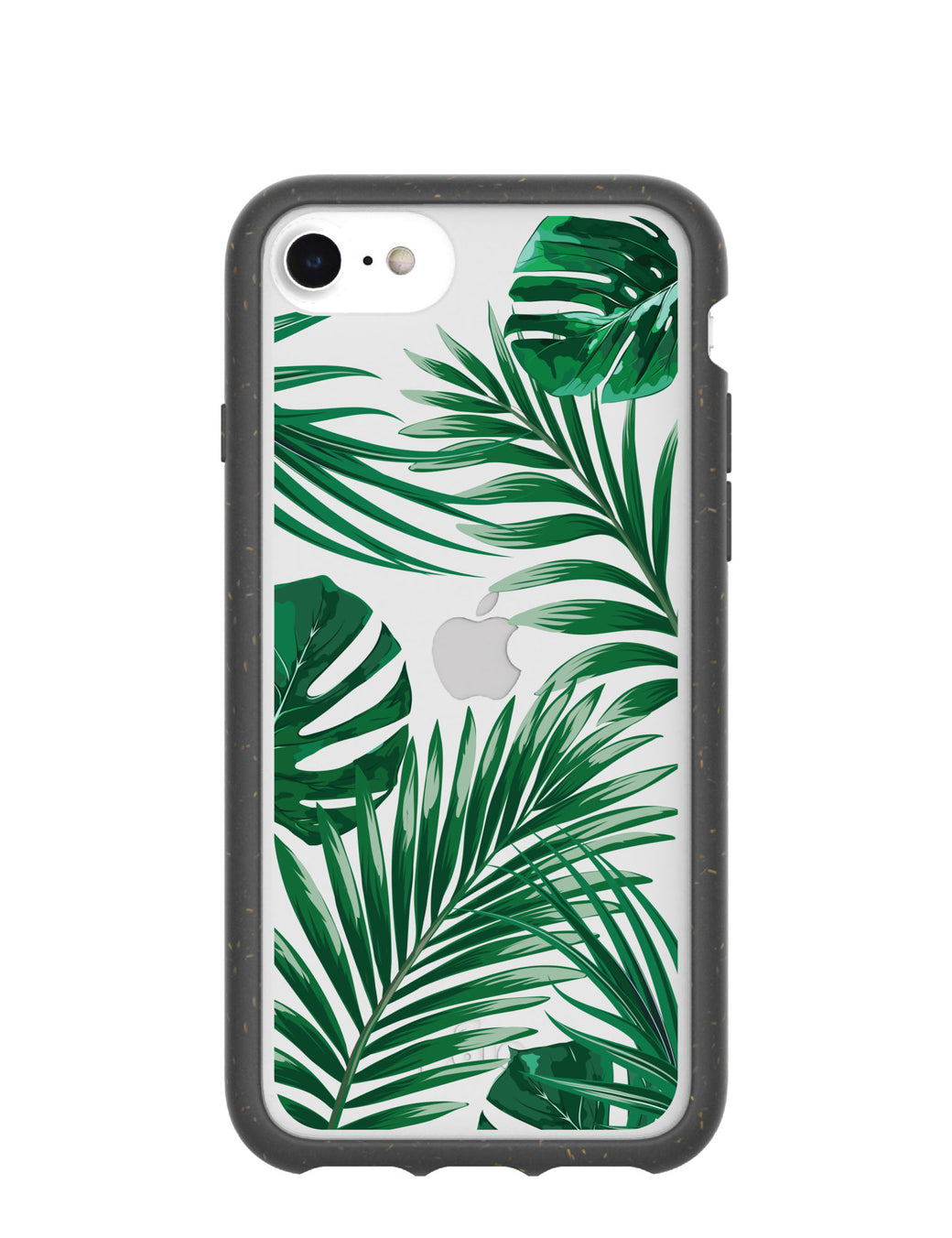 Clear Tropical Leaves iPhone 6/6s/7/8/SE Case With Black Ridge