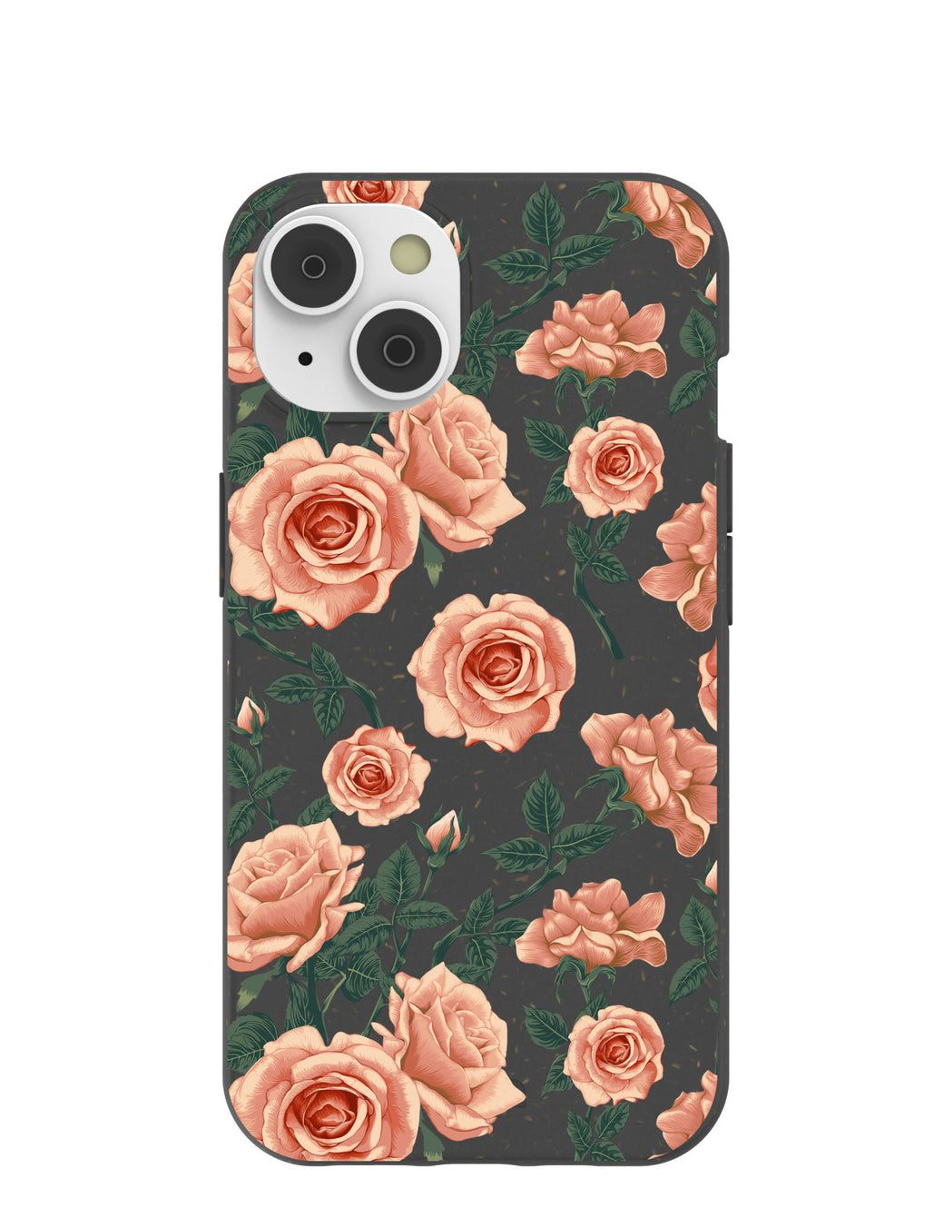 Black Vintage roses iPhone 14 Case with MagSafe Module