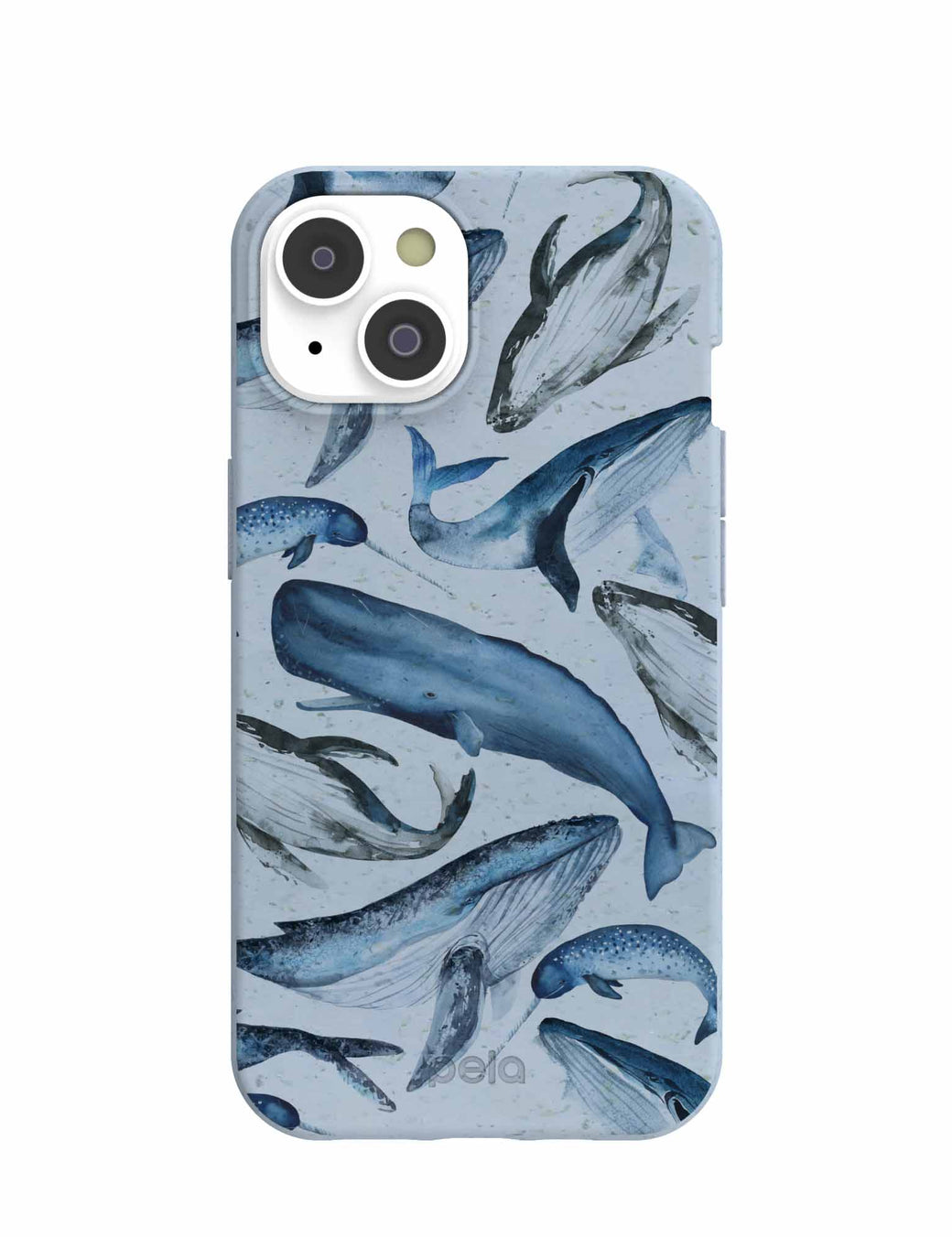 Powder Blue Whales iPhone 14 Case with MagSafe Module